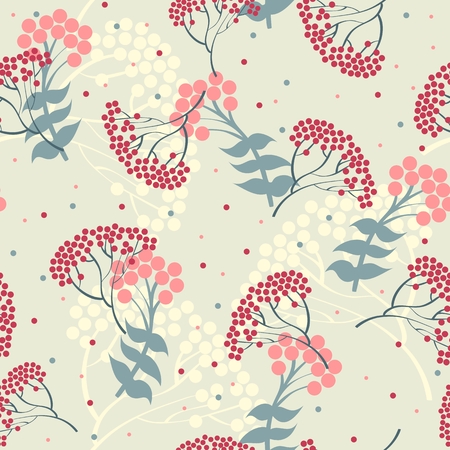 Seamless pattern  with rowan berries. Winter concept, christmasのイラスト素材