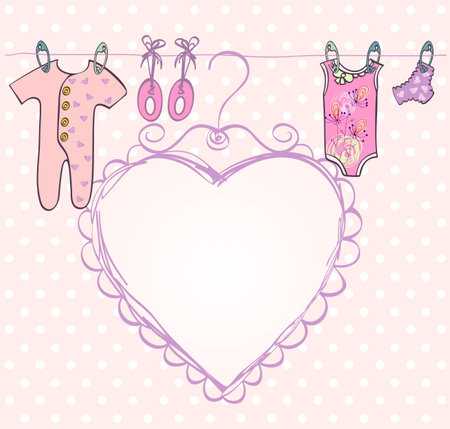 Cute hand draw scrapbook  with baby elements.のイラスト素材