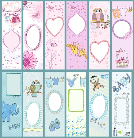 Collection of  cute baby  banners with animals.のイラスト素材
