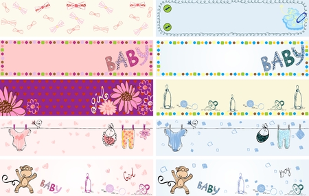 Collection of  cute baby  banners with animals.のイラスト素材