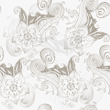 Flowers fantasy. Vector cute floral seamless pattern .のイラスト素材