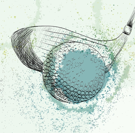 sketch of a golf ball. Hand drawn illustrationのイラスト素材
