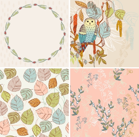 set of floral background. Flower element for design.のイラスト素材