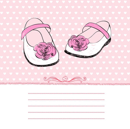 Vector fashionable  white shoes for little girls .のイラスト素材