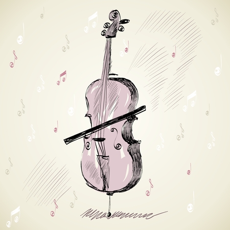 hand drawn of classical stringed music instrumentsのイラスト素材