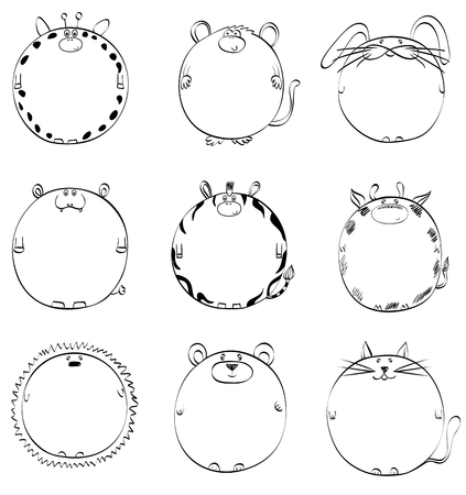 Illustration frames in the form of animals and Design Elements.のイラスト素材