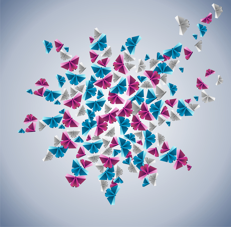 Origami  abstract background. Paper butterfly in the sky.のイラスト素材