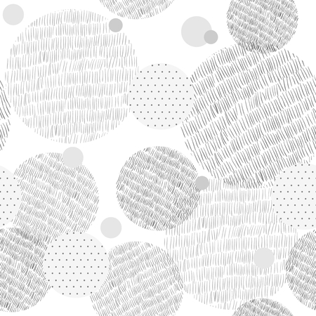 Vector drawn seamless geometric pattern  with circleのイラスト素材