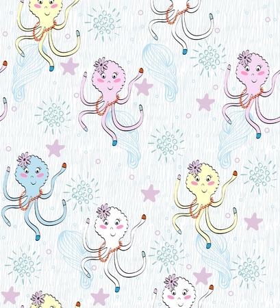 hand drawn sea seamless pattern. Sea backgroundのイラスト素材