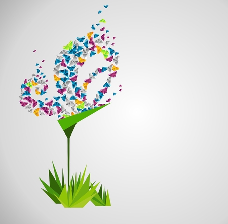 Origami  abstract background. Paper butterflies.のイラスト素材