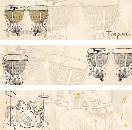 hand drawn seamless pattern of  musical instrumentsのイラスト素材