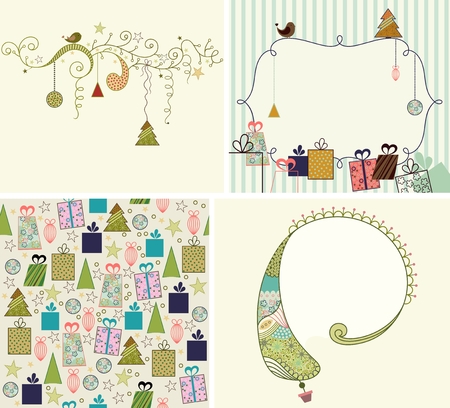 Christmas  and new year in the style retro.のイラスト素材