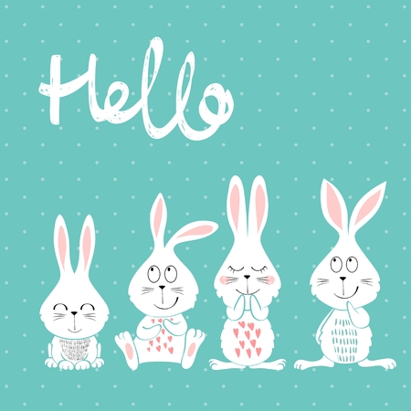 Vector cartoon rabbitsのイラスト素材