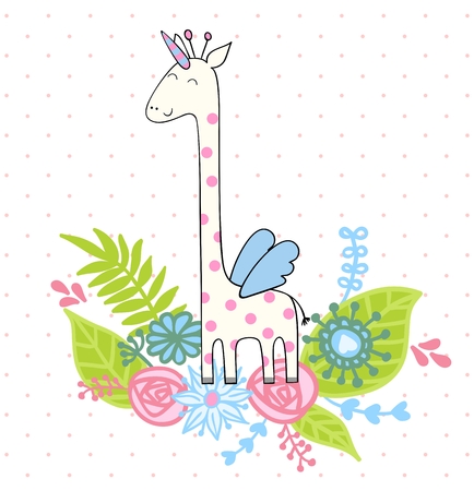 Magic cute giraffeのイラスト素材