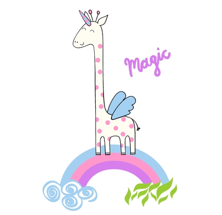 Magic cute giraffeのイラスト素材