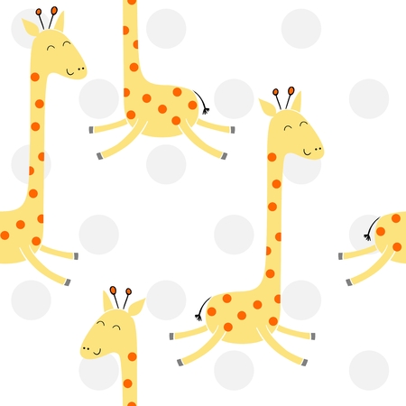 Vector drawn seamless geometric pattern with giraffeの写真素材