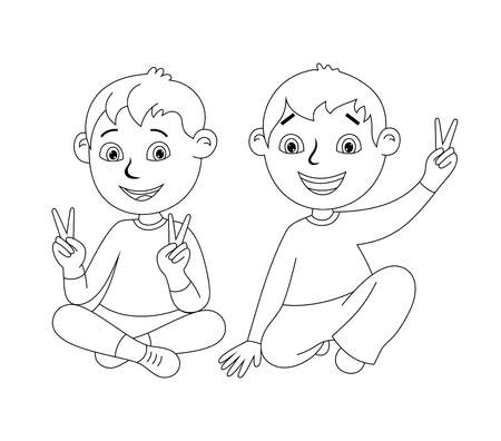 happy cartoon kidsのイラスト素材