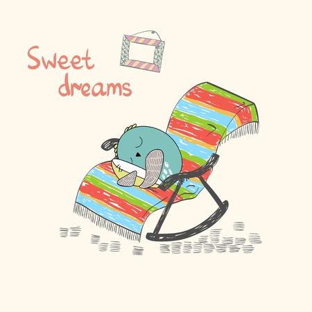 Cartoon Sleeping owl.のイラスト素材