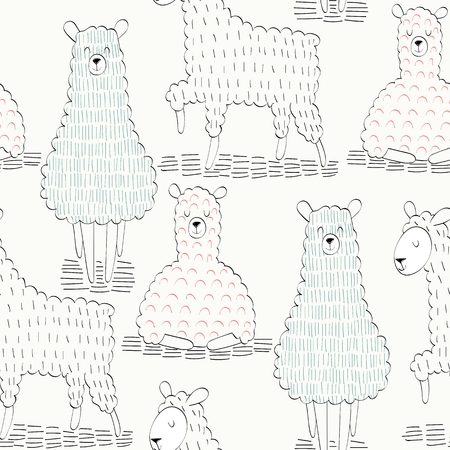 Colorful sheep vector seamless pattern.のイラスト素材