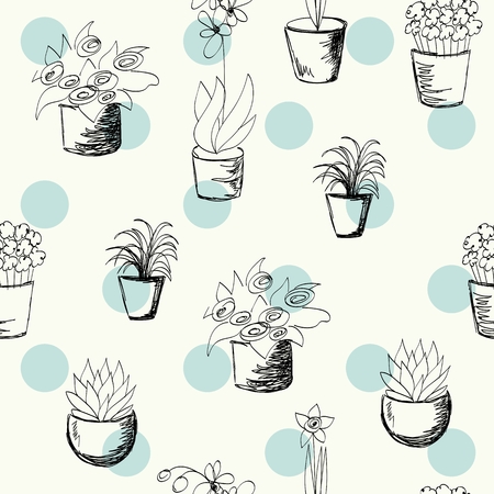 seamless pattern with plantsのイラスト素材