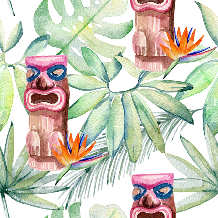 Tropical watercolor illustrationの写真素材