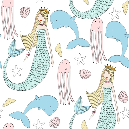 Vector cute mermaidの写真素材