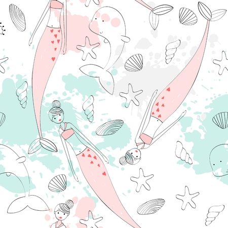 Vector cute mermaidの写真素材