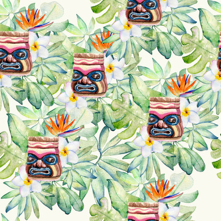 Tropical watercolor illustrationの写真素材