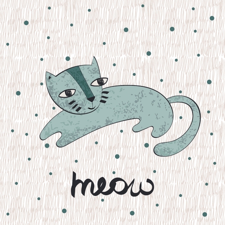 Vector hand drawn cute cat.のイラスト素材