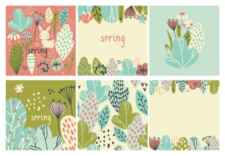 Spring vector illustrations with stylish stylized leaves.のイラスト素材