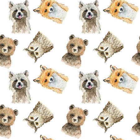 Animals watercolor illustrationの写真素材