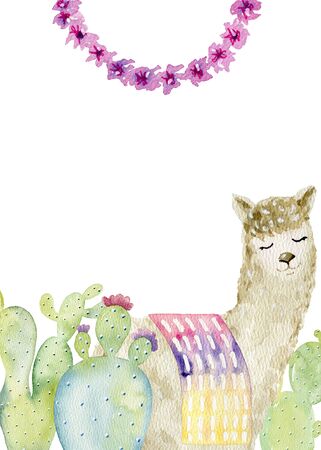 Frame with llamaの写真素材