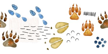 Watercolor footprint animals.の写真素材