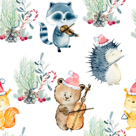 Watercolor christmas pattern.の写真素材