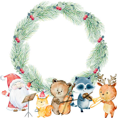 Watercolor christmas card.の写真素材