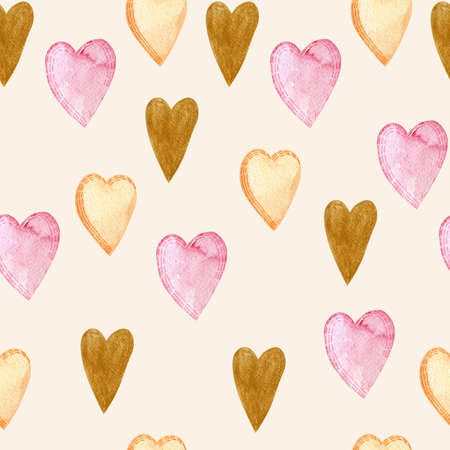 Seamless pattern with watercolor hearts.の写真素材