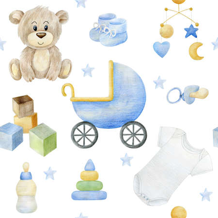 Seamless pattern with baby elements.の写真素材