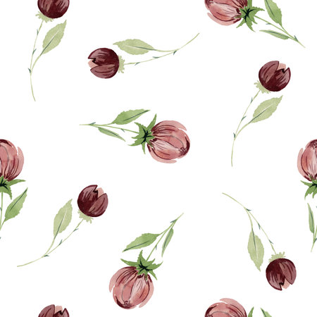 watercolor pattern of rosesの写真素材