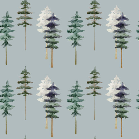 Seamless pattern with tree. illustrationの写真素材