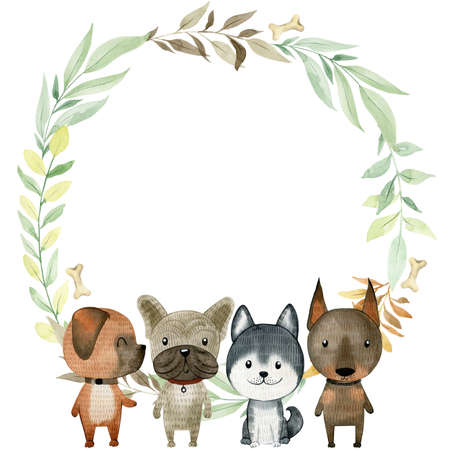 Watercolor wreath.の写真素材