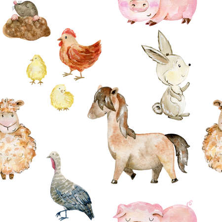 Watercolor farm pattern.の写真素材