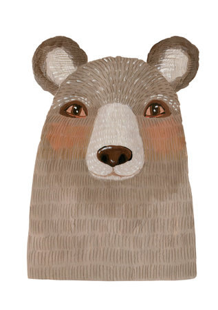Watercolor bear portrait.