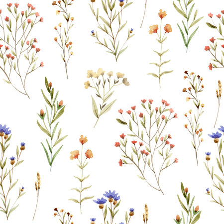 Watercolor forest pattern.の写真素材