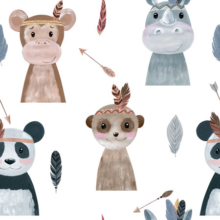 Boho woodland animals.の写真素材