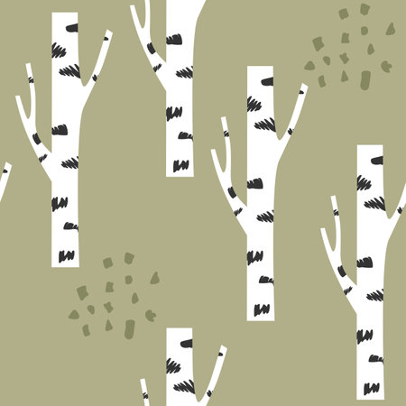 Seamless pattern with birch trees.のイラスト素材