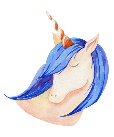 Watercolor cute unicornの写真素材
