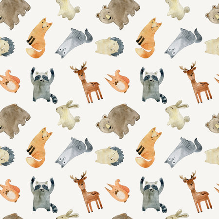 Watercolor forest animals.の写真素材