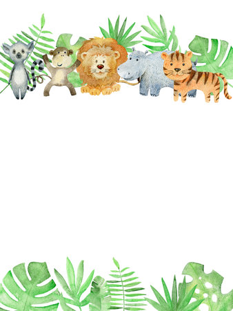 Watercolor safari card.の写真素材