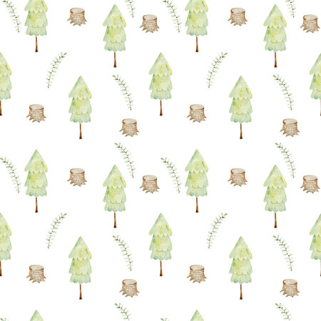 Watercolor forest pattern.