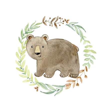 Watercolor woodland arrangements.のイラスト素材
